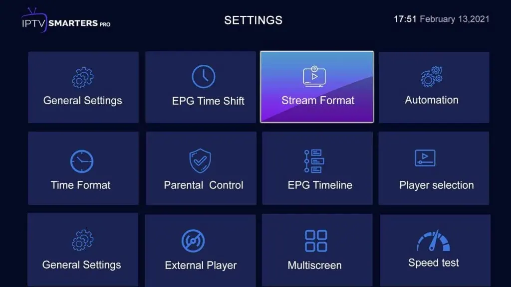 IPTV app settings where you turn on subtitles on IPTV